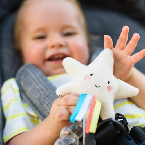 Vista 5 de Taf Toys Sonajero Palo de Lluvia Estrella, Juguete Musical Agitar y Sonajero Creador de Lluvia, Instrumento Musical para Bebés y Niños Pequeños