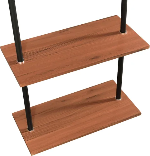 Vista 4 de Furinno Wyatt - Perchero de estilo industrial con estantes de madera, color espresso antiguo