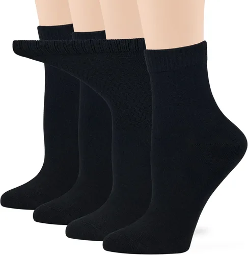 Vista 73 de 7BIGSTARS KINGDOM Women's Cotton Quarter Non-Binding Diabetic Fashion Socks-L-M-4 Pack-Multicolor