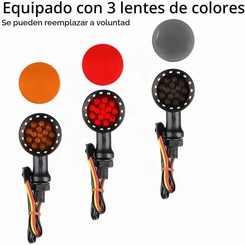 Vista 3 de Dreamizer Señales de giro de motocicleta en forma de bala con luces LED, lámpara indicadora de aleación de aluminio para Cafe Racer Bobber Shadow