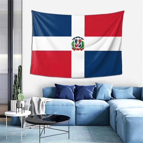 Vista 4 de LIFANGMI Tapiz decorativo con bandera de la República Dominicana, 60 x 40 pulgadas, para dormitorio, sala de estar, dormitorio universitario