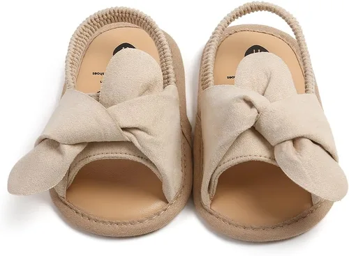 Vista 4 de COSANKIM Sandalias de verano para bebés y niñas con suela suave de flores, zapatos de vestir para cuna, recién nacidos, para recién nacidos