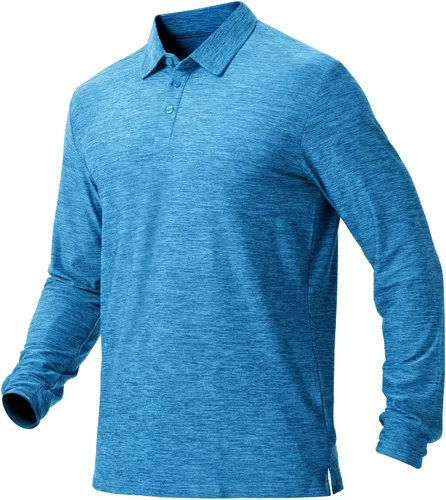 Vista 7 de NAVISKIN Camisas polo de manga larga para hombre, camisas de golf con cuello UPF 50 SPF para hombre, secado rápido, absorbe la humedad