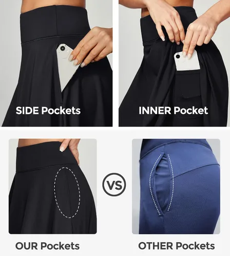 Vista 3 de IUGA Faldas pantalón de 20 pulgadas hasta la rodilla para mujer con bolsillos, faldas de golf de cintura alta para mujer, falda larga casual