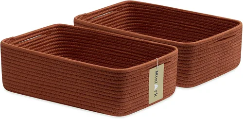 Vista 28 de MiniArk Cestas organizadoras grandes poco profundas de 15 x 11 x 5.1 pulgadas, contenedores de almacenamiento tejidos de cuerda para baño, estantes