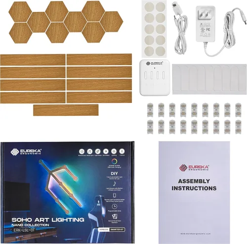 Vista 6 de EUREKA ERGONOMIC Luces LED RGB, paneles de pared de luz LED, luces de pared LED inteligentes Wi-Fi con sincronización de música, control inteligente