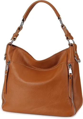 Vista 2 de YALUXE Bolso de hombro de cuero genuino para mujer, con asa superior