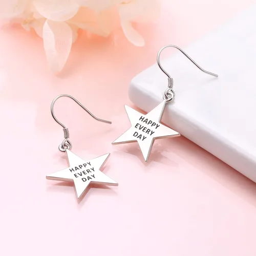 Vista 3 de 925 Sterling Silver Dangle Drop Earrings Star Heart Earrings Gifts for Women