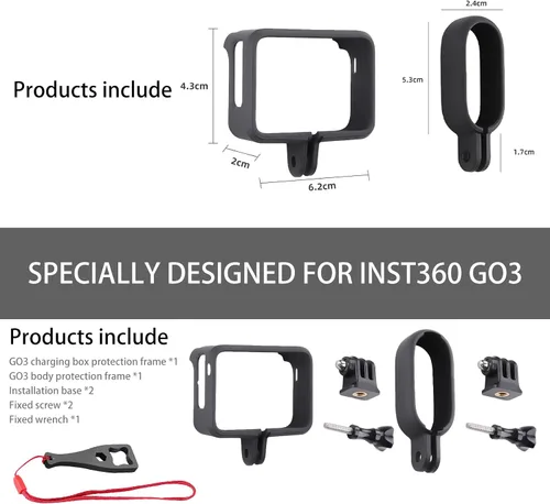 Vista 6 de Soporte de montaje para marco Insta360 GO 3 / GO 3S, funda protectora para montaje en jaula Accesorios