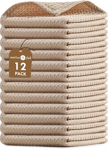 Vista 21 de Native Fab Juego de 8 toallas de cocina y paños de cocina, absorbentes, duraderos, de secado rápido para limpiar, cocinar, hornear, ideal