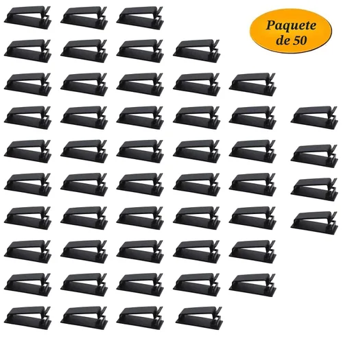 Vista 6 de SOULWIT 50 clips autoadhesivos para gestión de cables, color negro