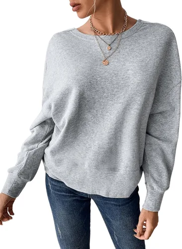 Vista 3 de SweatyRocks Sudaderas con cuello redondo y entrecruzadas para mujer, blusa holgada sin espalda, blusa casual