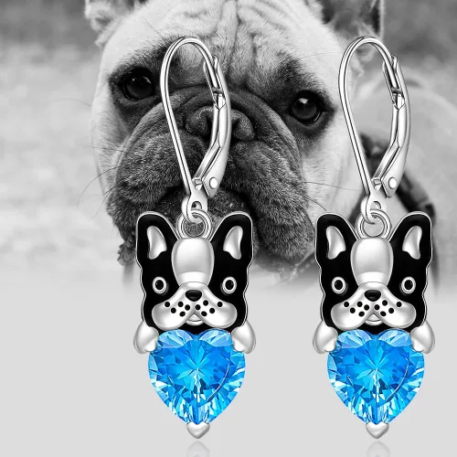 Vista 5 de Aretes de plata de ley con diseño de conejo, trébol, panda, elefante, abeja, pingüino, mariposa, pulpo, gato negro, cardenal, flamenco, piedra lunar