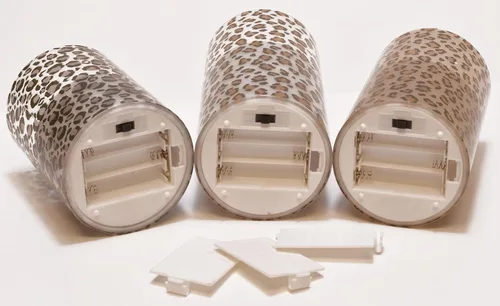 Vista 7 de Mark Feldstein - Velas LED de cristal con estampado de leopardo, juego de 3