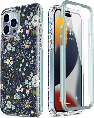 Vista 14 de Esdot Funda para iPhone 15 Pro con protector de pantalla integrado, funda duradera con diseños de moda para mujeres y niñas, elegante funda Piedra