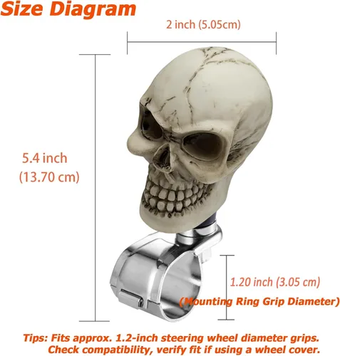 Vista 3 de Pomo Giratorio Impulsor para Volante Perilla Brody con Forma de Calavera Mango de Asistencia Giratorio para Automóvil se Adapta a la Mayoría de Beige