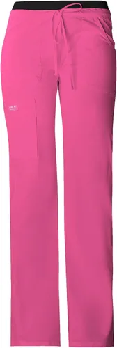 Vista 14 de Cherokee Pantalones quirúrgicos para mujer, tiro bajo, pierna acampanada, cordón ajustable con 6 bolsillos, 24001 Peltre