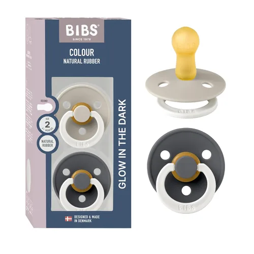 Vista 30 de BIBS - Paquete de 2 chupetes para bebés, goma natural libre de bisfenol A, hechos en Dinamarca, colección Colour, para bebés de 18+ meses, azul bebé