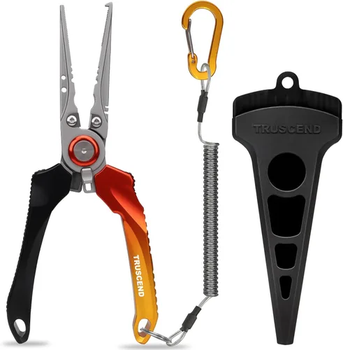 Vista 10 de TRUSCEND Easy Use Lockable Fishing Pliers with Tungsten Carbide Cutter, Innovative Ergonomic Handy Handle, Saltwater Corrosion Resistant Teflon