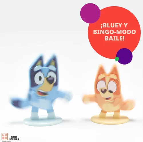 Vista 4 de DecoSet® Bluey Dance Mode - Adornos para tartas, decoración para tartas de 3 piezas con figuras de Bluey y Bingo y Muffin & Socks Poly Pic