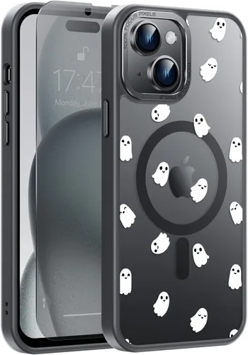Vista 86 de Goodon para iPhone 15 Pro Max con protector de pantalla de privacidad, compatible con Magsafe, funda translúcida mate a prueba de golpes - Linda