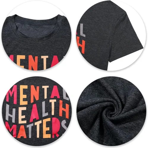 Vista 4 de Camisa de salud mental para mujer, terapeuta y psicóloga, camisetas inspiradoras con gráficos motivacionales, regalos