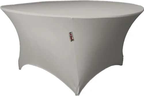 Vista 6 de LA Linen Mantel redondo de elastano, 60 x 30 pulgadas, negro
