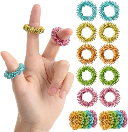 Vista 13 de Mr. Pen- Anillos sensoriales con puntas, paquete de 10, coloridos Stress Relief Fidget Sensory Toys, Fidget Ring for Anxiety, Massager