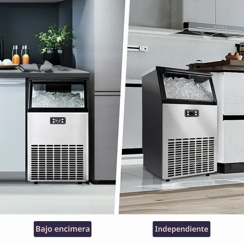 Vista 3 de ICYGLEE Máquina comercial para hacer hielo, máquina de hielo independiente Plateado