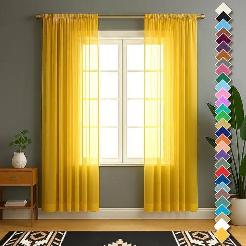 Vista 23 de YHSF Cortinas traslúcidas – Juego de 2 paneles para decoración del hogar – Elegantes cortinas de gasa sólida con bolsillo para barra