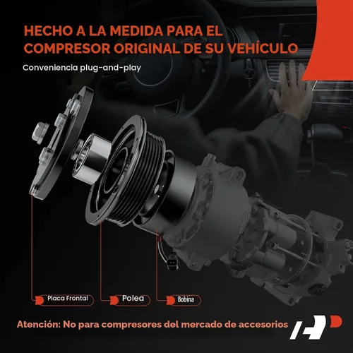 Vista 3 de A-Premium Kit de embrague de compresor de aire acondicionado compatible con Ford