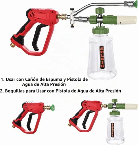 Vista 5 de Selkie - Cañón de espuma con doble accesorio de punta, limpiador a presión ajustable con espátula de espuma con accesorio de doble conector, 5