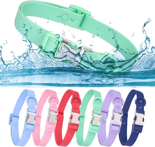 Vista 8 de Collar de perro impermeable con hebilla de metal de seguridad, duradero y fácil de limpiar, collar de perro de goma suave, collares ajustables