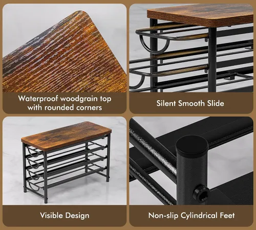 Vista 7 de HFHOME Soporte para cápsulas de café con parte superior de madera, compatible con K-Cups, cajón de almacenamiento de cápsulas de café de 4 niveles