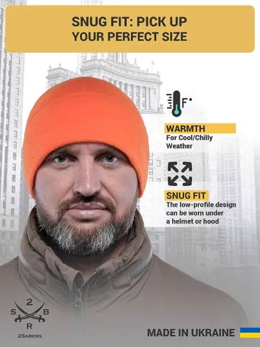 Vista 3 de 2SBR 2SABERS Gorra de reloj de forro polar 170 para hombre y mujer, gorro de calavera militar