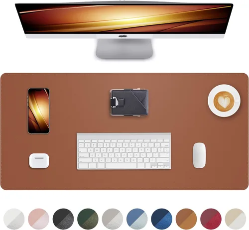 Vista 30 de Tapete protector para escritorio y mouse, antideslizante, de piel sintética, tapete impermeable de escritura para laptop, para oficina y hogar