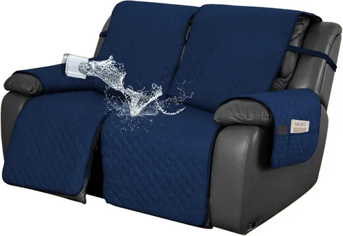 Vista 12 de Easy-Going Funda impermeable para sofá biplaza reclinable con bolsillo, funda de sofá reversible de 1 pieza para sillón reclinable de 2 asientos