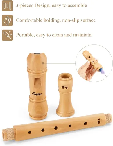 Vista 5 de Eastar Soprano - Grabadora barroca para principiantes, con tecla C, de arce, descante, instrumento para niños y adultos, grabadora de 3 piezas