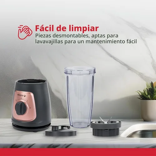 Vista 5 de Holstein Housewares Licuadora personal – Tarro de viaje de 25 onzas, perilla de dos velocidades con función de pulso, cuchillas de acero inoxidable