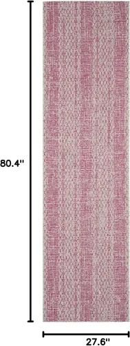Vista 2 de SAFAVIEH Courtyard Collection CY8736 - Alfombra de pasillo de 2 pies 3 pulgadas x 6 pies 7 pulgadas, color gris claro/fucsia CY8736 para interiores