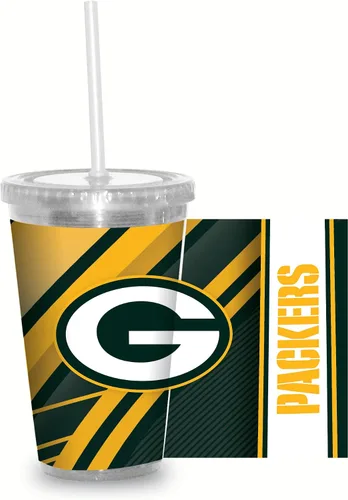 Vista 25 de Vaso transparente de fútbol NFL de 16 onzas con popote para fanáticos de la NFL