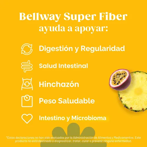Vista 3 de Bellway Polvo súper fibra + fruta, sin azúcar, suplemento de fibra en polvo de cáscara de psyllium orgánico para regularidad, alivio de la hinchazón