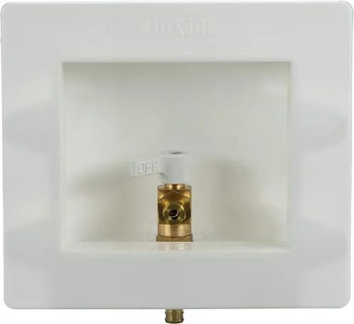 Vista 4 de Water-Tite 87978 Caja de salida cuadrada para máquina de hielo, válvula de pararrayos de martillo de latón de un cuarto de vuelta, conexión de sudor