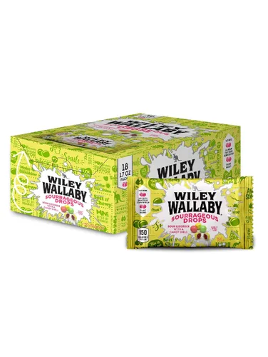 Vista 10 de Wiley Wallaby Mini bocados de regaliz rojo clásico, 2.0 onzas, bolsas de dulces de regaliz australiano suave y masticable, paquete de 18