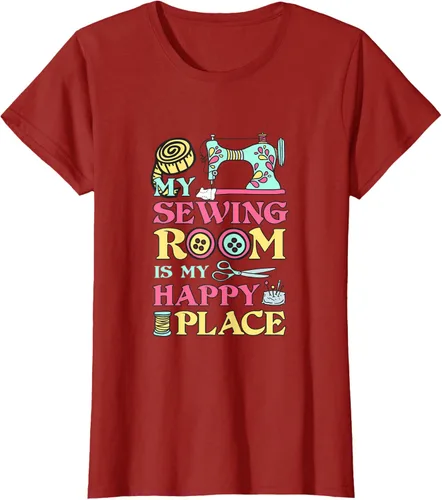 Vista 6 de Costura is my Happy Place diseño de una playera, mujer S, Arándano