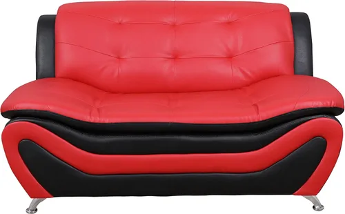 Vista 6 de Beverly Fine Furniture Aldo (3 piezas) Moderno juego de sofás, negro/rojo