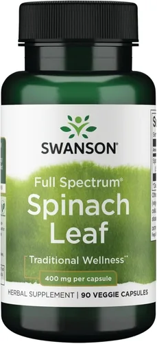Vista 7 de Swanson Hoja de espinaca de espectro completo, 400 miligramos, 90 cápsulas vegetales, paquete de 2 Espinacas de espectro completo con tilacoides