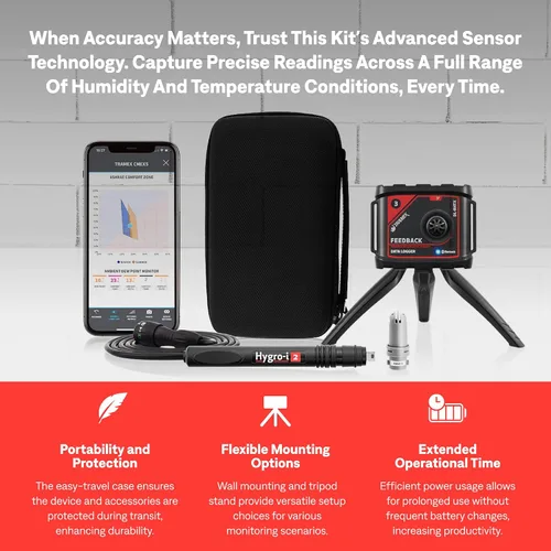 Vista 6 de Tramex Feedback Datalogger Starter Kit FBSK5.1 Feedback Datalogger DL-RHTX y Sonda RH con estuche Medida y registro de condiciones ambientales e