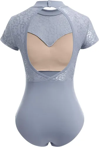 Vista 21 de AFAVOM Leotardos de ballet para mujeres adultas con estampado de flores de mariposa sin espalda, leotardos de gimnasia con brasier y prácticas