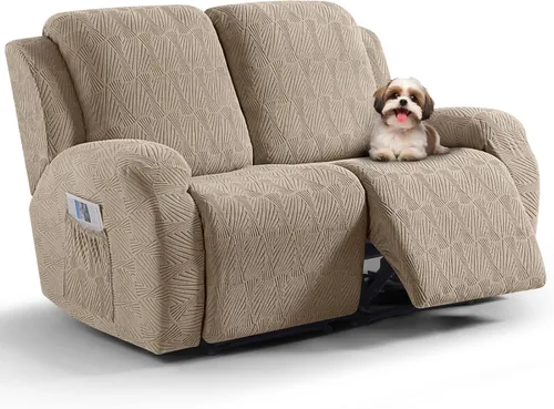 Vista 30 de VANSOFY Fundas para sillas reclinables, 4 piezas, elásticas, de tela jacquard, suave funda para silla reclinable, protector de muebles con parte